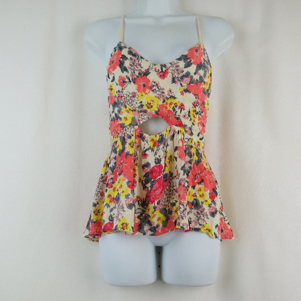 Free People Cropped Top Size Small Floral Crinkle